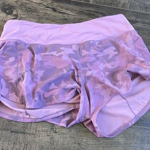 Lululemon Speed Up 4” Pink Taupe Camo Shorts